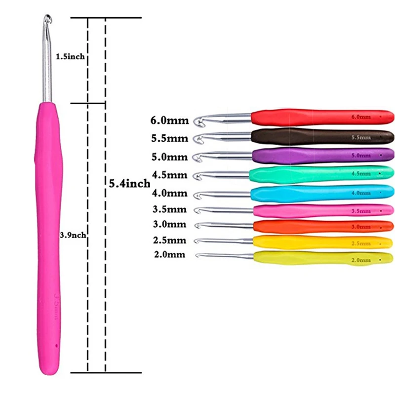 New 1.0-6.0mm Crochet Hook Sets Soft Grip Handle Yarn Weave Knitting Hooks Needles  DIY Craft Sewing Needles For Women Mom Gift  (8)