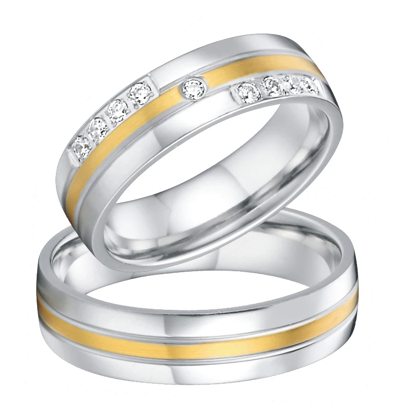 Unique Wedding Band Couple Ring Silver Color Cubic Zirconia Lovers Mens Bridal Jewelry Promise Rings For Women (4)