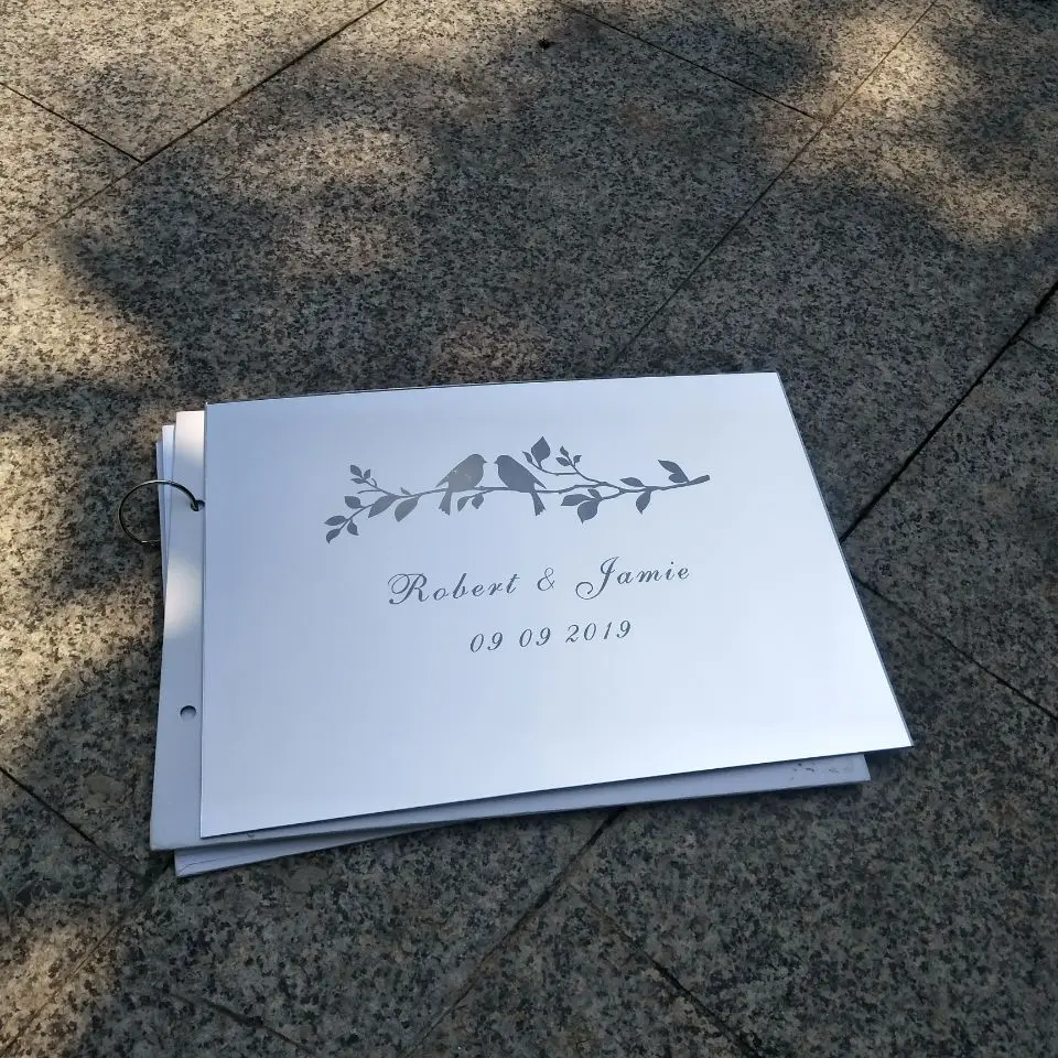 Персонализированная Свадебная Гостевая книга серебряное золото зеркальная на