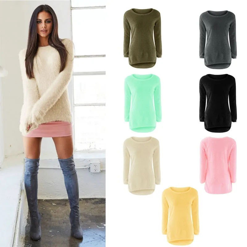 

AOWOFS Pullovers Autumn Winter Women's O-Neck Sweater Female Hedging Loose Pullover Casual Solid Sweaters Wholesale