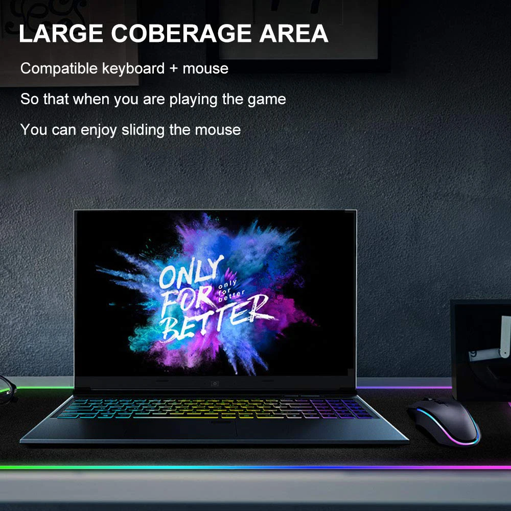 Большой коврик для мыши RGB геймеров компьютерный светодиодный игровой XL большой