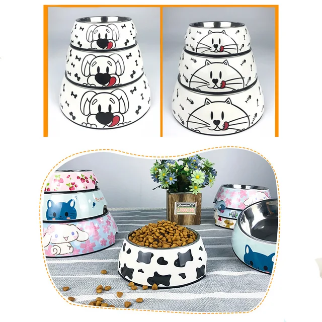 Hot selling removable Melamine and stainless steel pet bowl dog&cat bowls миски для собак миска для кошки 2