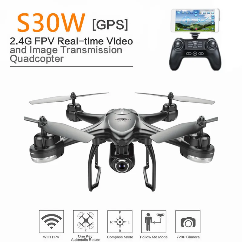 

SJ/RC S30W 2.4GHz Double GPS WiFi FPV Drone with 720P Wide Angle HD Camera RC Drone Dynamic Follow Me Quadcopter Vs MJX B3 B6