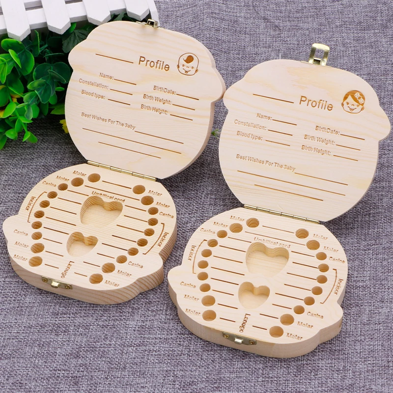 

Kids Tooth Box Organizer Baby Save Milk Teeth Wood Storage Box For Boy/Girl