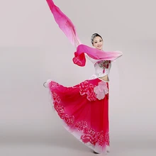 Длинный рукав классический танец водяные рукава Вышивка цветок лотоса танец Китайский народный танец одежда чернильная фея платье