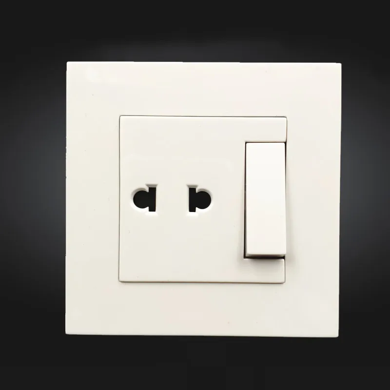 

Wall Outlet 2 Hole Universal Power Socket With 1 Gang 2 Way Light Switch Porcelain White Wall Panel