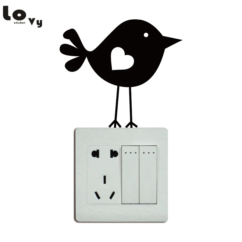 

Natural Style Cute Little Bird Switch Sticker Cartoon Bird Vinyl Wall Stickers for Kids Room Home Decor 006