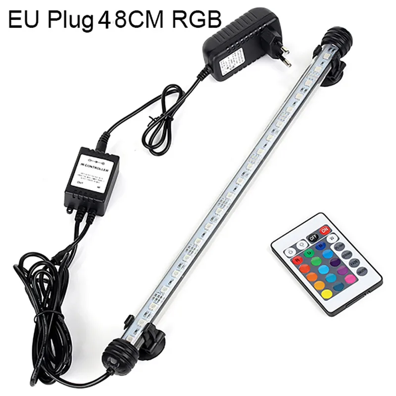 США ЕС Plug RGB пульт дистанционного аквариума свет аквариума Водонепроницаемый 5050 SMD светодиодный свет бар лампа для аквариумов погружной 18 см 28 см 38 см 48 см - Цвет: 48CM EU Plug