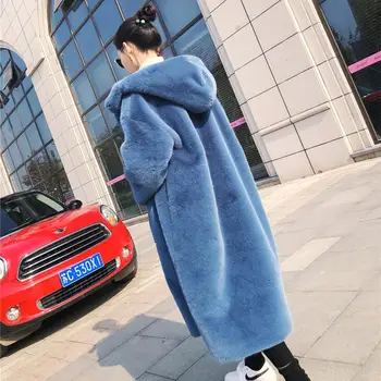

2020 New Teddy Coat Faux Fur Long Plush Coat Women Mink Fur Winter Warm Thick Jacket Female Overcoat Hoody Vintage Outwear