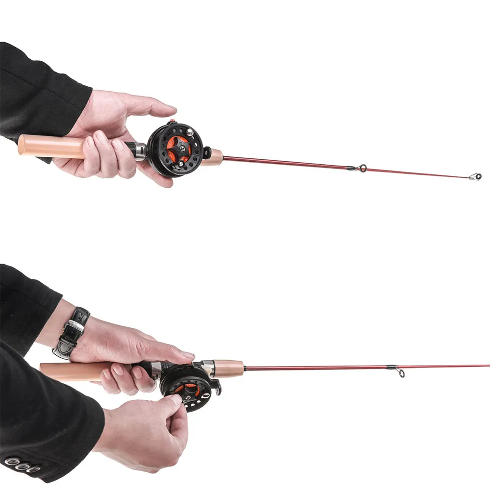 Newest Winter 60cm Super short retractable Fishing Rod Combo Set Lightweight Telescopic Mini ice Fishing reel set