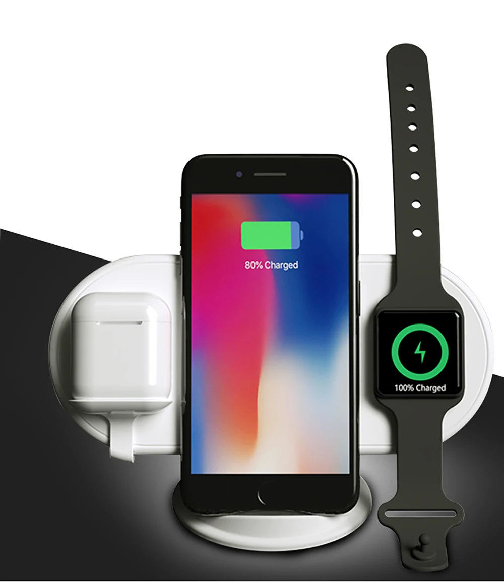 NYFundas Беспроводное зарядное устройство Подставка для Apple watch 4 3 2 iwatch airpods iphone XS MAX XR X 8 plus airpower индукция