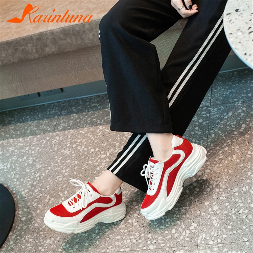 

KARINLUNA Plus Size 29-46 Winter Spring Add Fur Women Sneakers mixed-color Platform Dad Shoes Woman Casual Girl Flats