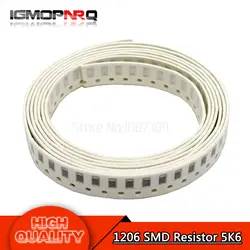 100 шт 1206 SMD резистор 5% 5,6 K ом Резистор Чип 0,25 Вт 1/4 W 5K6
