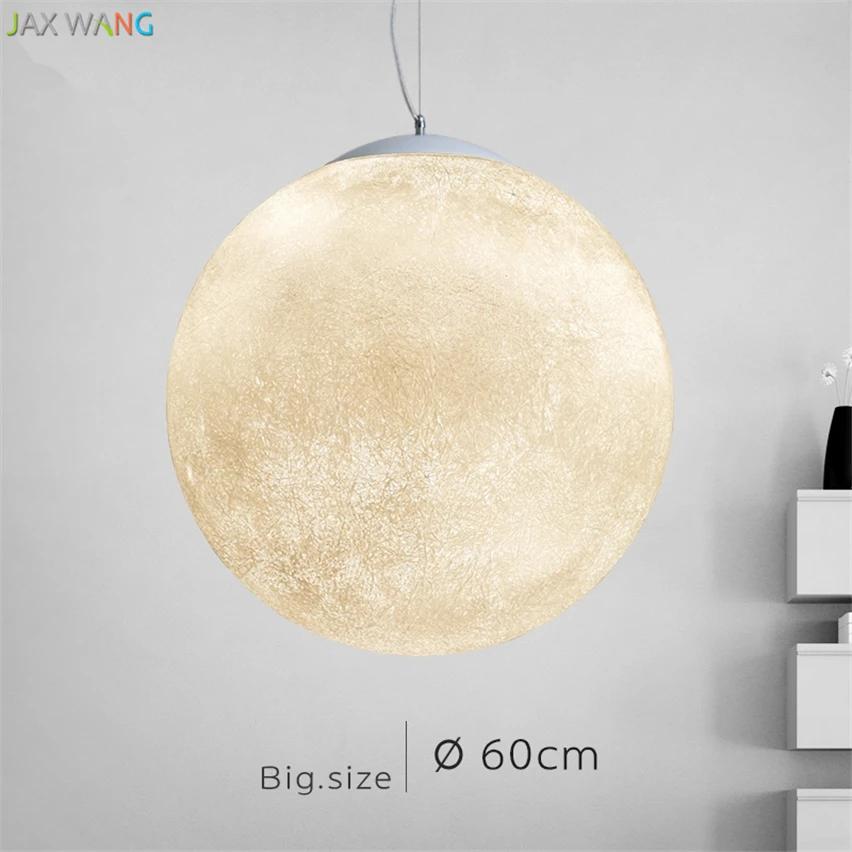 Jw_нордическая креативная Лунная лампа шар подвесные светильники смоляные лампы для ресторана спальни гостиной столовой украшения освещения