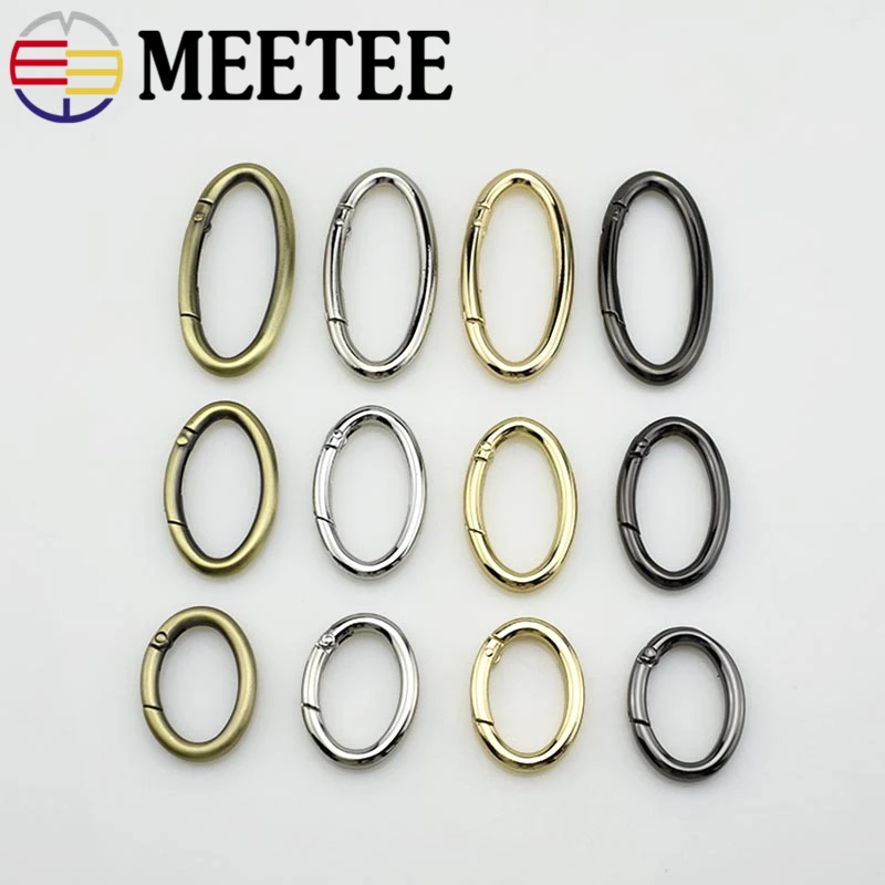 

5pc Meetee Metal Oval Spring O Ring Buckle 29/37/54mm Openable Keyring Dog Snap Clasp Clip Trigger Bag Belt Strap Leathercraft