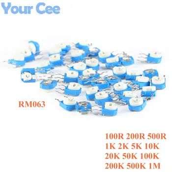 

10pcs RM063 RM-063 100 200 500 1K 2K 5K 10K 20K 50K 100K 200K 500K 1M ohm Trimpot Trimmer Potentiometer Variable Resistor WH06