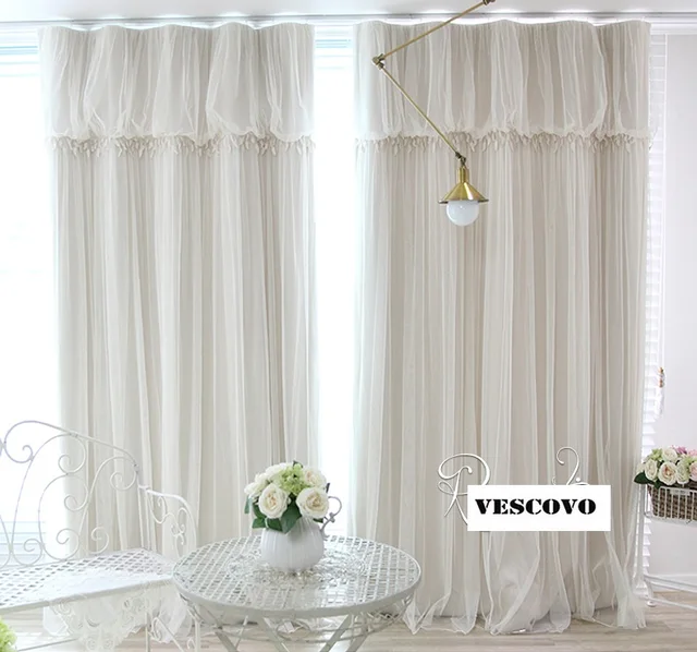 Wit Kant Fancy Sheer Gordijn Romantische Meisjes Prinses Gordijn ... Wit Kant Fancy Sheer Gordijn Romantische Meisjes Prinses Gordijn ...