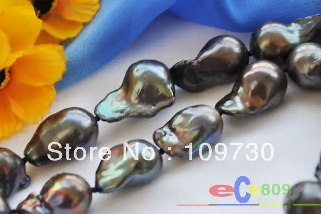 

Jewelry 00643 2Strands BLACK BAROQUE KESHI REBORN PEARL NECKLACE