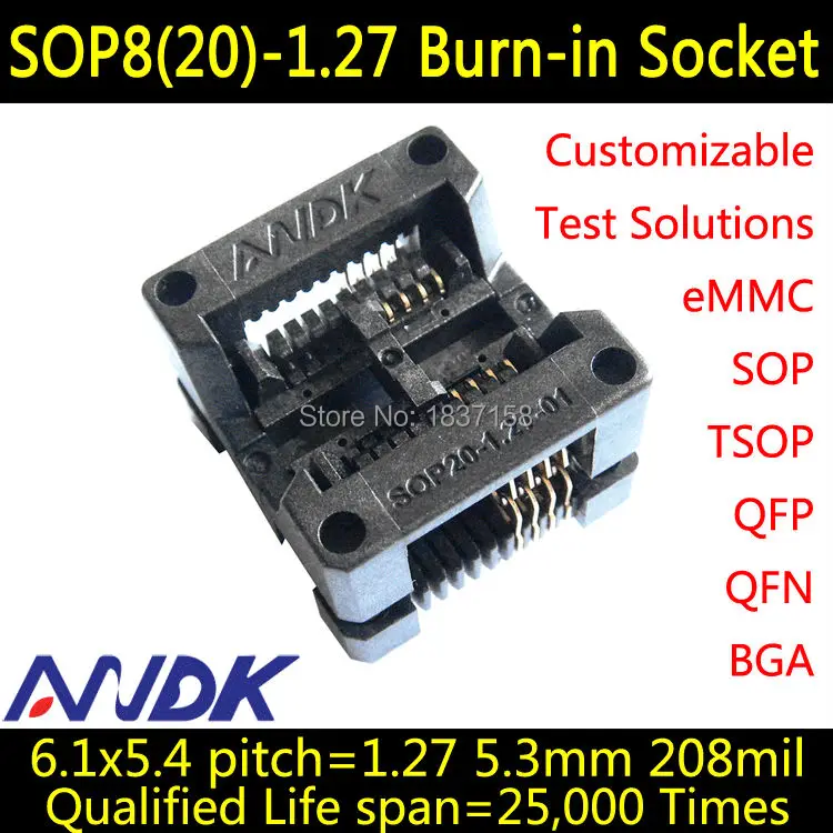

5.3mm 208mil SOP8 test socket SOP8 socket SOP8(20)-1.27-01 OTS8(20)-1.27-01
