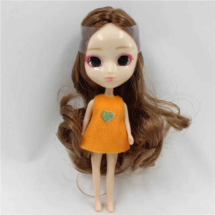 Мини blyth кукла 10 см DIY милые длинные волосы kawaii не закрывает глаза не может изменить цвет глаз - Цвет: S