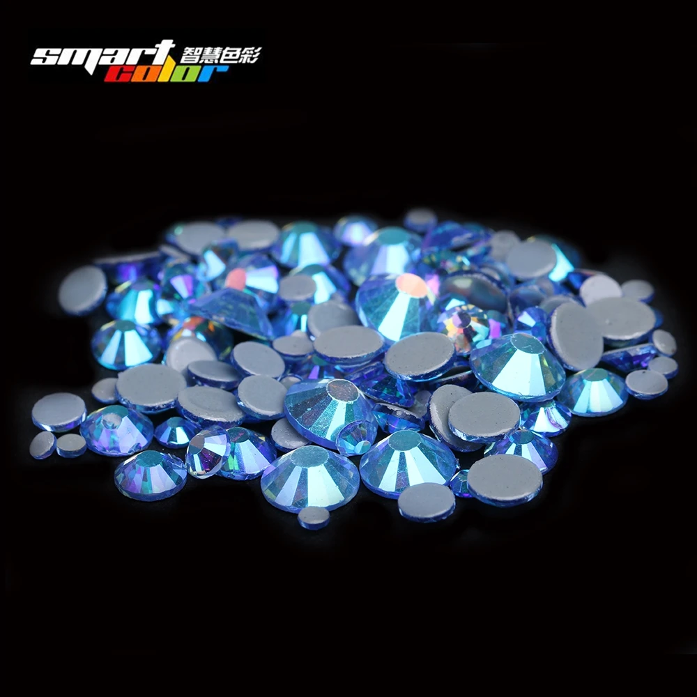Hotfix Rhinestones Light Sapphire AB Color Flatback Round Glass