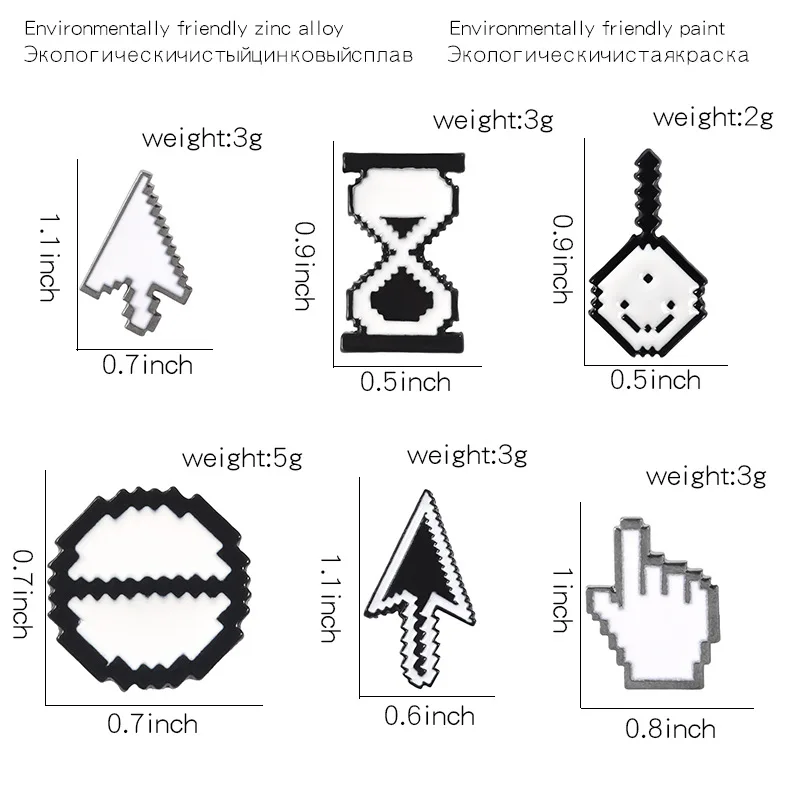 Компьютерная система курсор Эмаль Булавка белый значок окна стрелка/рука курсор брошка на лацканы значок мужчины и женщины ювелирные изделия подарок