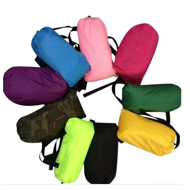 190T Banana Shape Beach Air Bed Inflatable Sofa Laybag Fast Folding