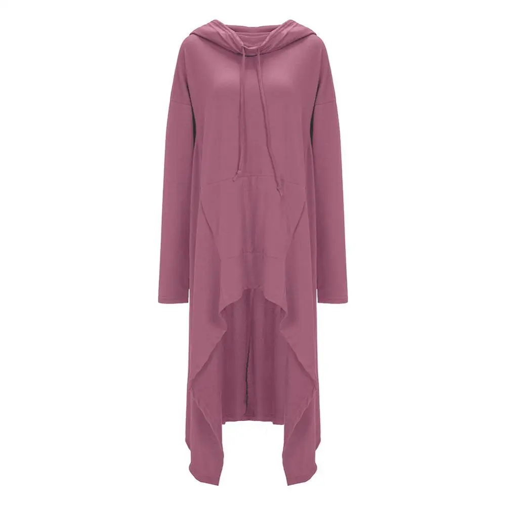 Женская толстовка размера плюс на осень и зиму, Свободный пуловер с капюшоном, Повседневная Осенняя Женская одежда с рукавами «летучая мышь» - Цвет: Фиолетовый