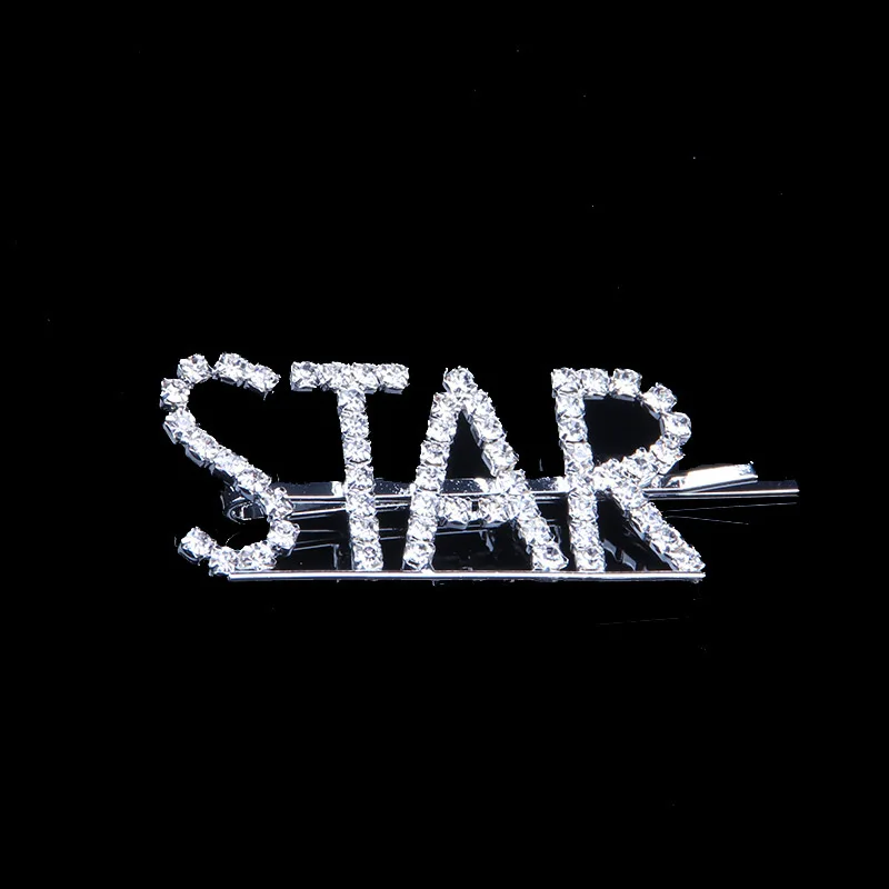 STAR 1 шт. GLAM/DRIPPIN/X Кристальные блестящие стразы заколки для волос буквы заколки для волос заколки аксессуары для укладки волос для женщин и девушек - Цвет: STAR
