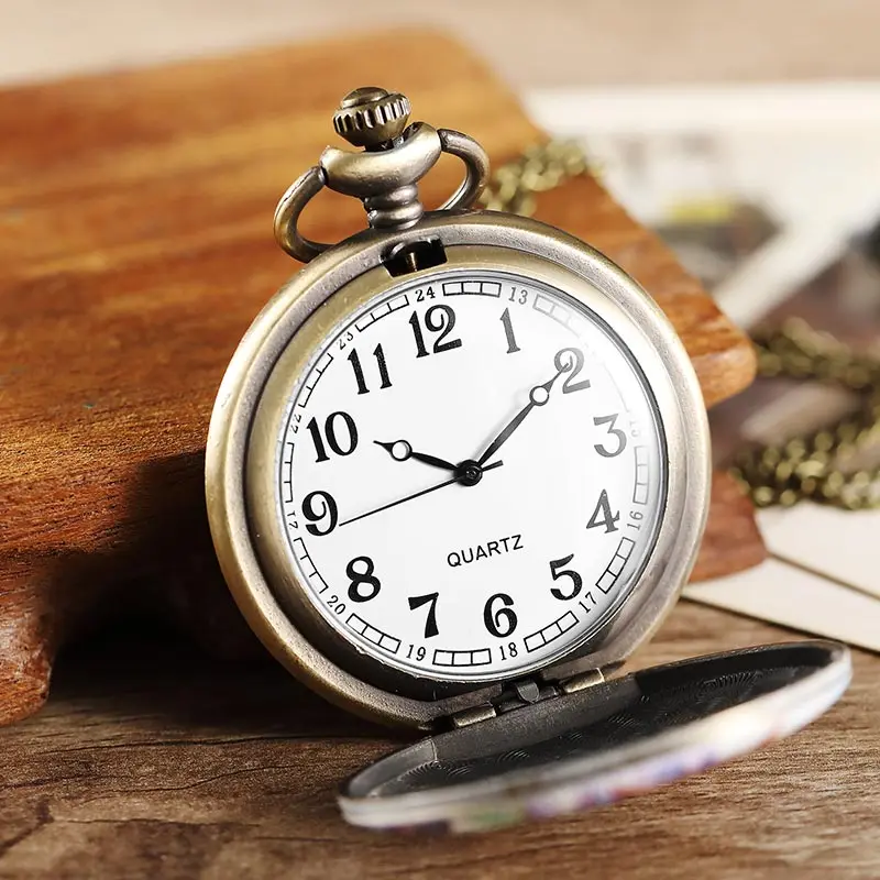 Винтажные бронзовые милые карманные часы с совой брелок цепочка ожерелье кулон флип чехол часы для мужчин женщин животные карманные часы