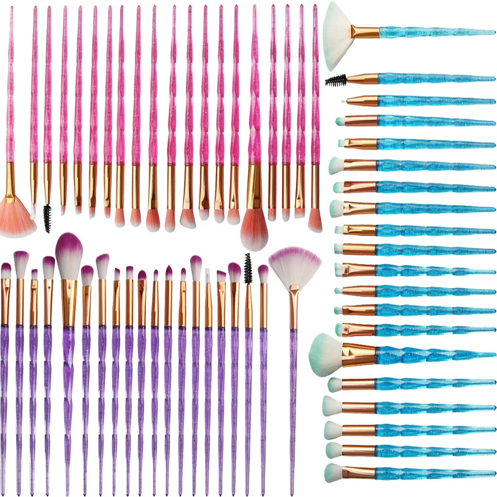 

20pcs Diamond Makeup Brushes Set Unicorn Make Up Foundation Eyebrow Eyeliner Blush Fan Shape Makeup Brushes Set Professional