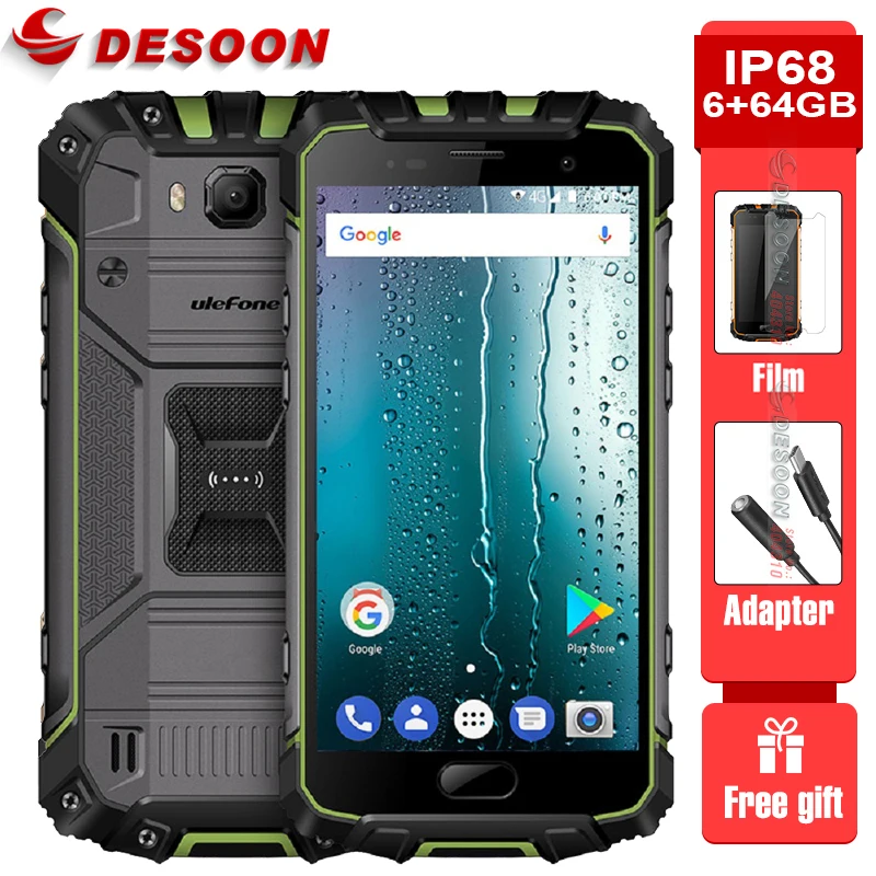 Ulefone Armor 2 IP68 водонепроницаемый мобильный телефон 5,0 дюймов FHD 6 ГБ ОЗУ 64 Гб ПЗУ Helio P25 Восьмиядерный 2,6 ГГц NFC 4700 мАч пылезащитный 4G