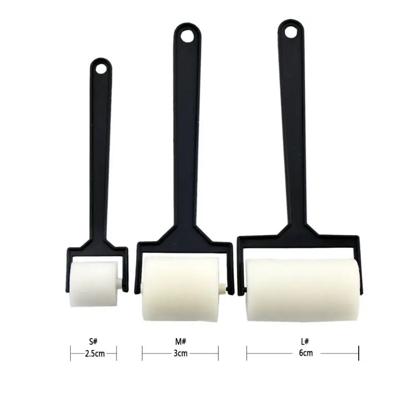 3 Set Black Sponge Brush Seal Sponge Paint Brush Plastic Handle
