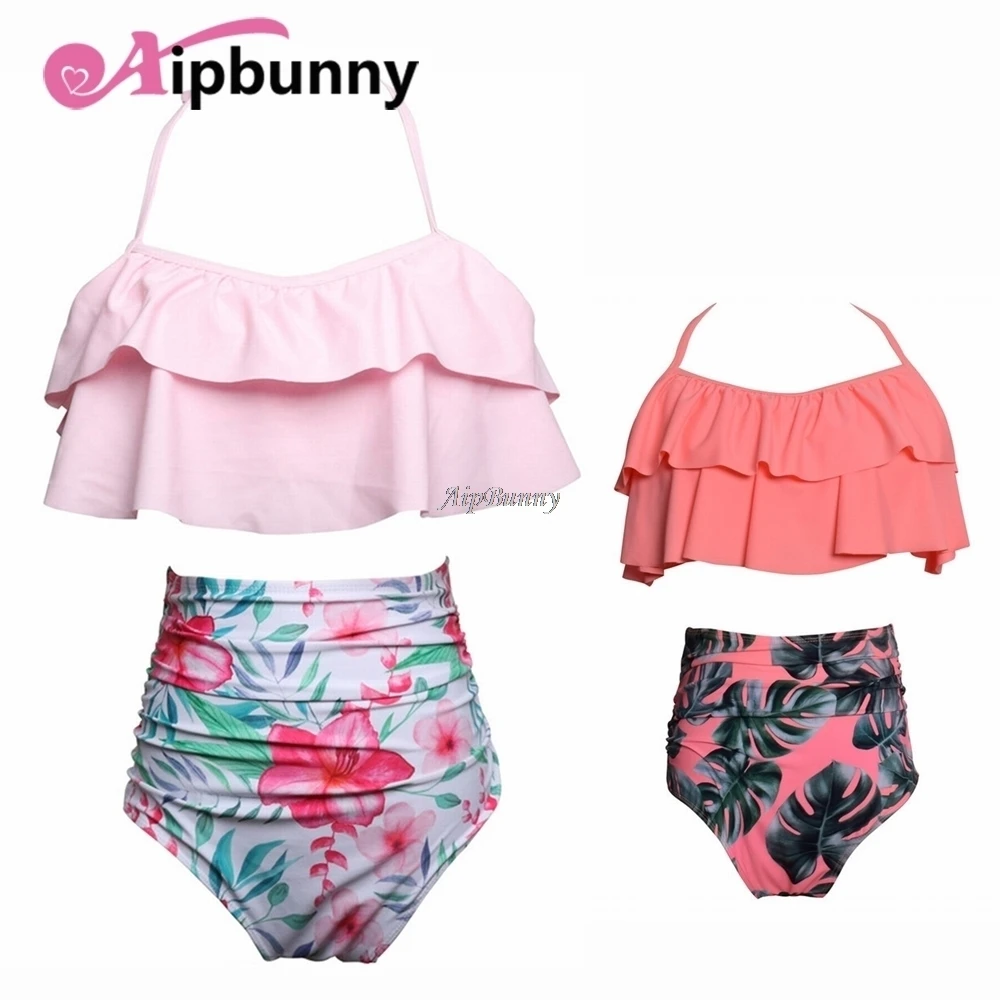 

Floral 8 Years Children Printed Bikini Girl Banana Swimwear Swimsuit 2 Kids Ruffle Bathing Flouncing Halter