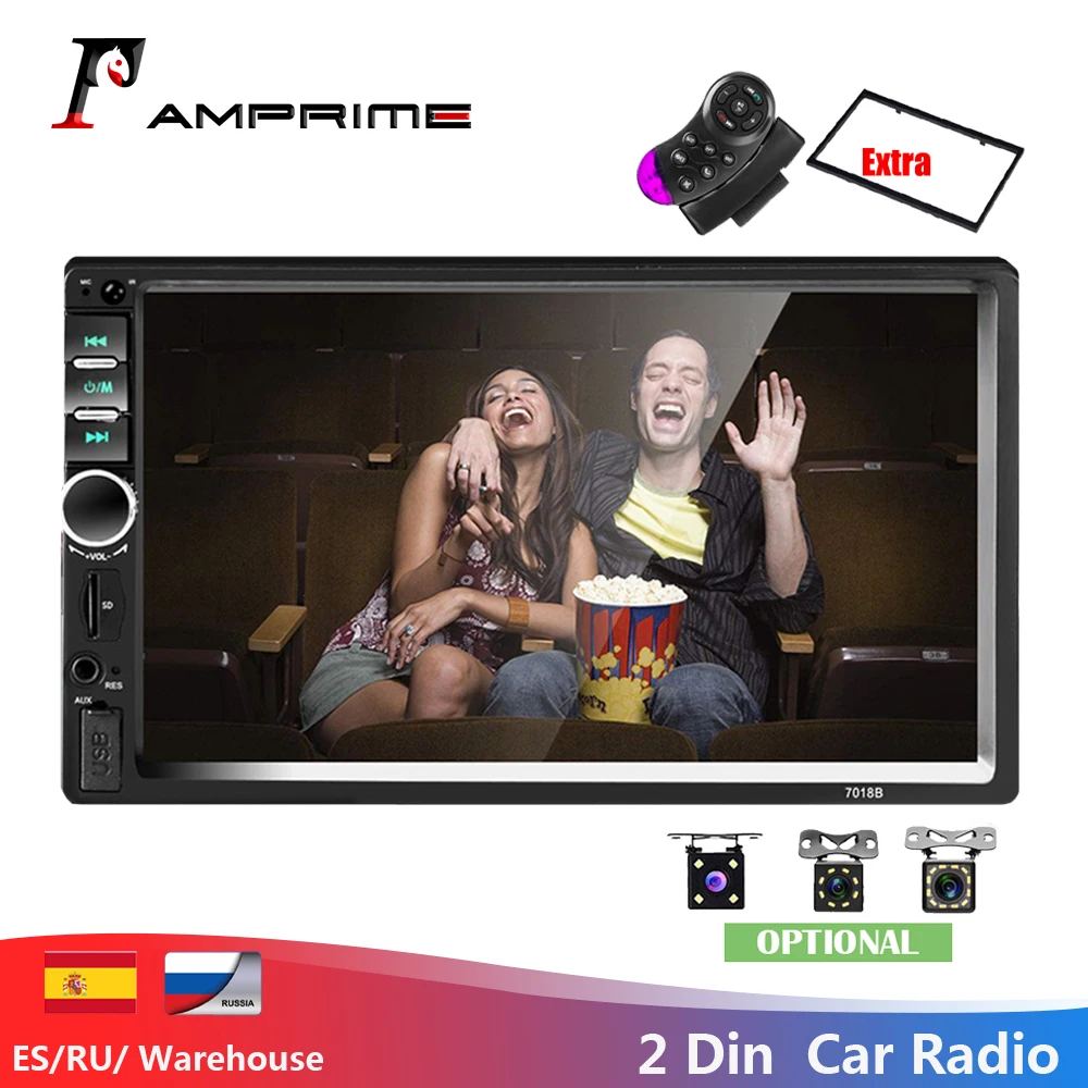 AMPrime Автомагнитола 2din " сенсорный Автомагнитола Mirrorlink мультимедийный плеер Bluetooth MP4 MP5 стерео аудио авто с камерой заднего вида