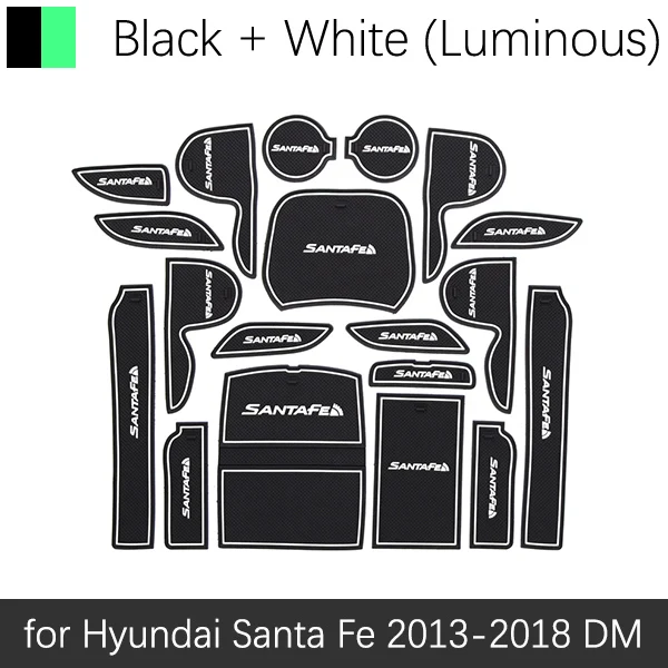 Противоскользящие резиновые ворота слот чашки коврик для hyundai Santa Fe 2013 DM Maxcruz Grand SantaFe ix45 аксессуары - Название цвета: White Luminous