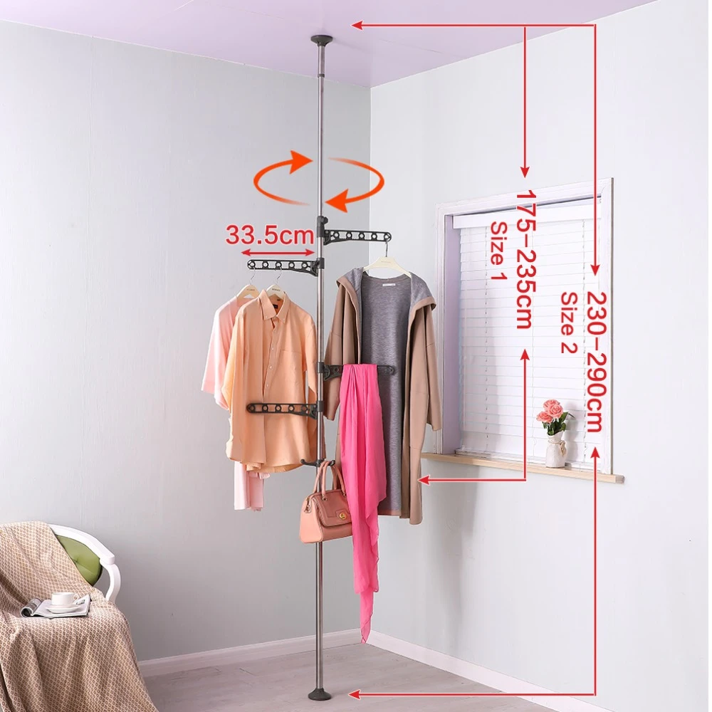Modern Style Stand Ceiling To Floor Tension Pole Coat Scarf Hat Hanger Shelf Clothes Drying Rack Hooks Holder Dq0777 B Racks Aliexpress Hanger Hooks Holder Dq0777 B Coat Racks