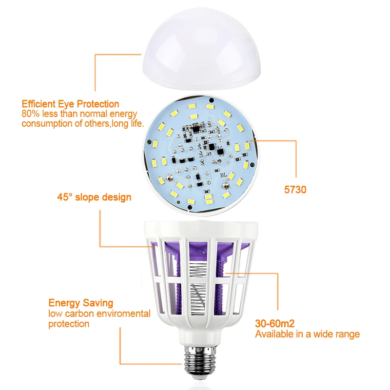 Электронный комарный убийца ночник 220 V E27 Светодиодный лампа комаров убийца 15 Вт репеллент муха Жук Насекомое убийца ловушка ночника