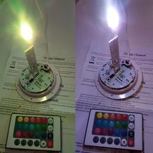 D90mm 1 светодиодный 0,6 Вт полосы светильник прямого заряда ИК-пульт дистанционного управления с 24-мя клавишами Управление смена 16 цветов RGB светодиодный светильник источник 10 шт./лот