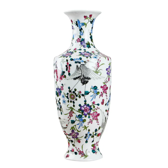 Античная светящаяся Серебристая ваза Цзиндэчжэнь с цветами и птичьими узорами, Керамическая Настольная Ваза, фарфоровая декоративная ваза - Цвет: 4
