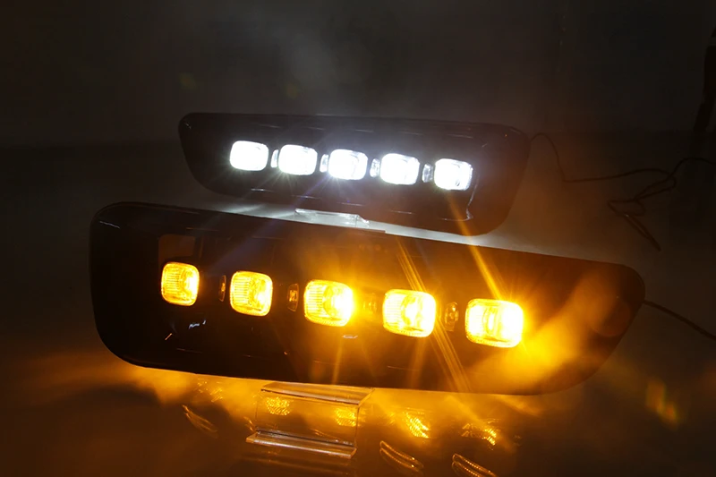 Автомобильная проблесковая 1 Набор вождения светильник Светодиодный дневной светильник тумана светильник s дневные ходовые огни для Ford F150 Raptor SVT желтый сигнал
