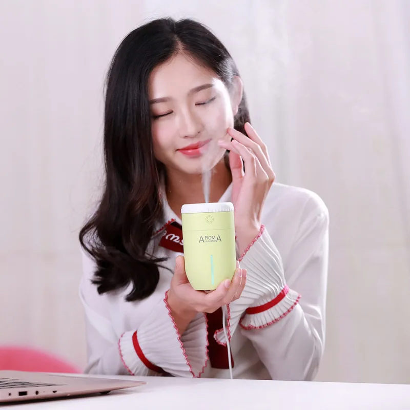 

Mini USB Mist Humidifier for Home Office Car Travel Portable Cute Cup Desktop Humidifier with 7 Color LED Lights