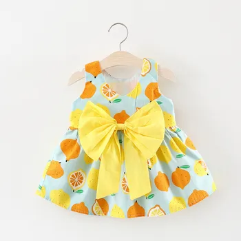 

2019 Summer Baby Dresses for Girls Clothing Print Lemon Cotton Baby Princess Dress Infant Girls Vestido Toddler Girl Clothes