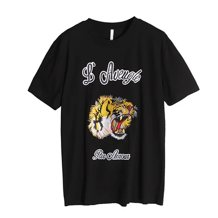 

2018 New Direct Selling Camisas Femininas Summer Tops O-neck Tiger Letters Tee Women Korean Clothing Blusas Mujer Chemise Femme