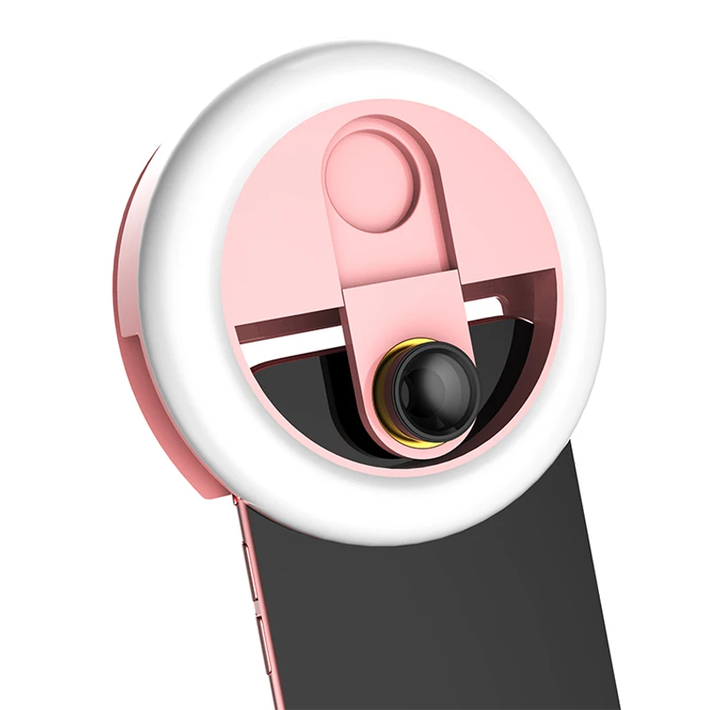 

New Portable Rechargeable Selfie LED Ring Light Flash Fill Light With Lens Camera Photography For Smart Phone