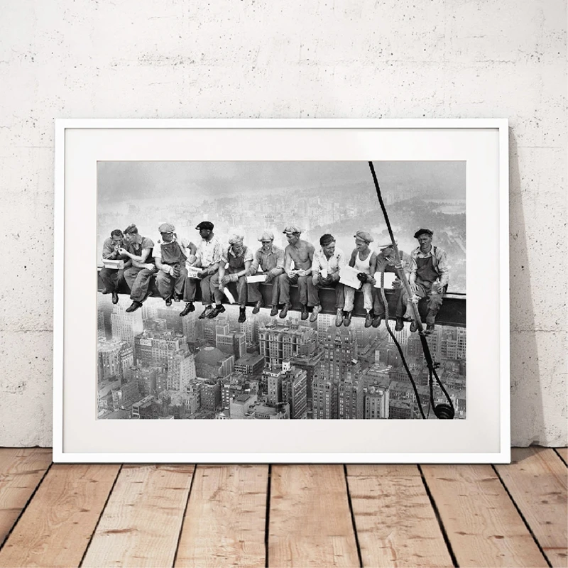

Lunch On a Skyscraper New York City Vintage Poster Prints Black White Lunch A Top Photo Canvas Painting Home Wall Art Decor