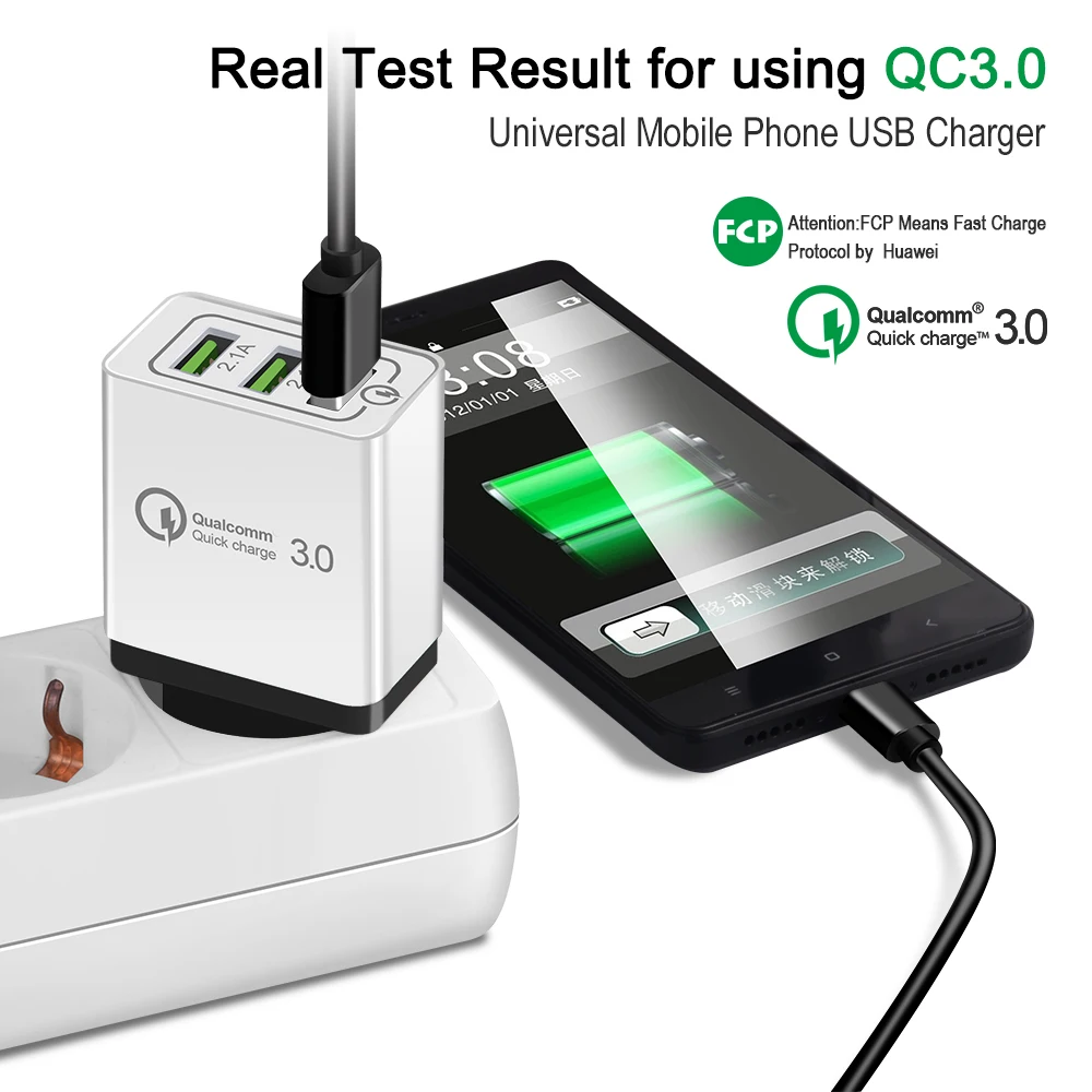 3 منافذ سريعة تهمة QC3.0 USB شاحن محول الطاقة الهواتف المحمولة السفر الحائط الاتحاد الأوروبي التوصيل سريع شاحن سامسونج Xiaomi HTC سوني