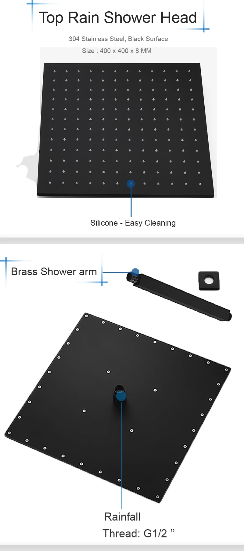 16 inch showerhead 1 arm