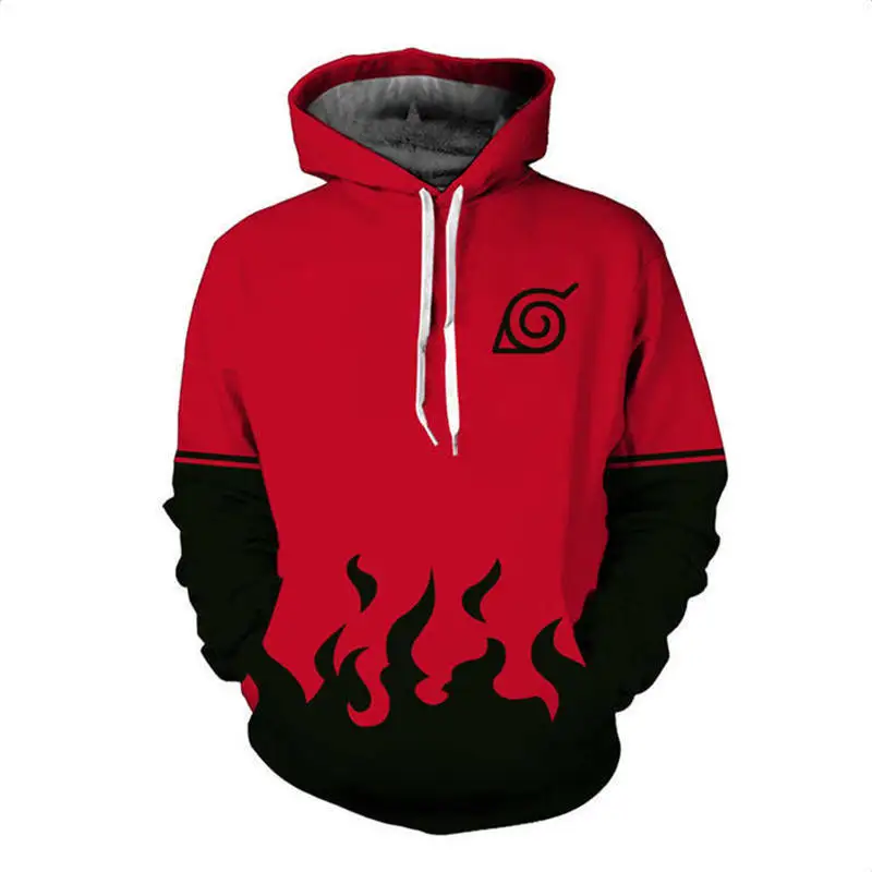 

2018 new fashion Cool sweatshirt Hoodies Men women 3D print Naruto Red and black Loose hot Style Streetwear sleeve Long clothes