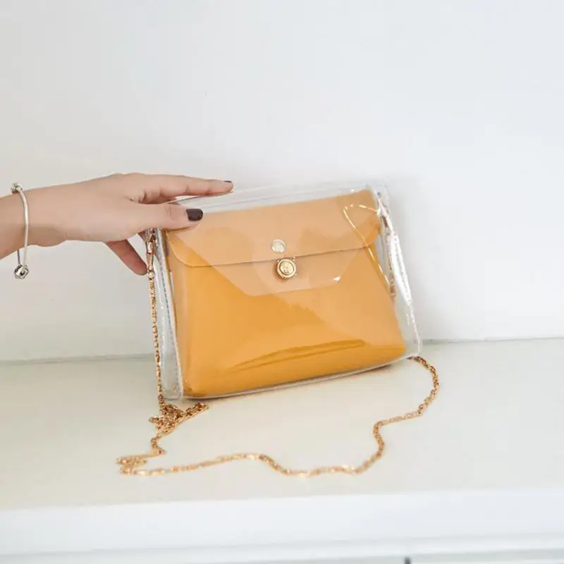 

2019 summer new fashion trend jelly small square bag ladies mini transparent chain shoulder Messenger bag
